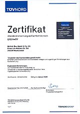 Zertifikat für Fachbetrieb nach §62 AwSV