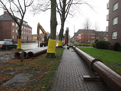 Verlegte Vorflutleitung als Bypass